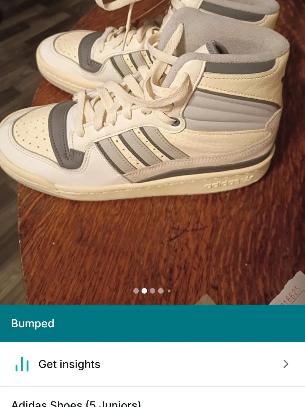 Adidas Kids High-Top Sneakers in Cream and Gray